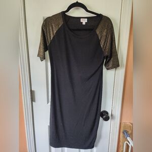 LuLuRoe Julia, Small, Gold Sleeve, Dress
